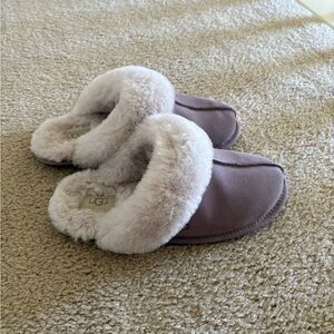 UGG Plush Slippers Women’s Scuffette in Lavender and Cream